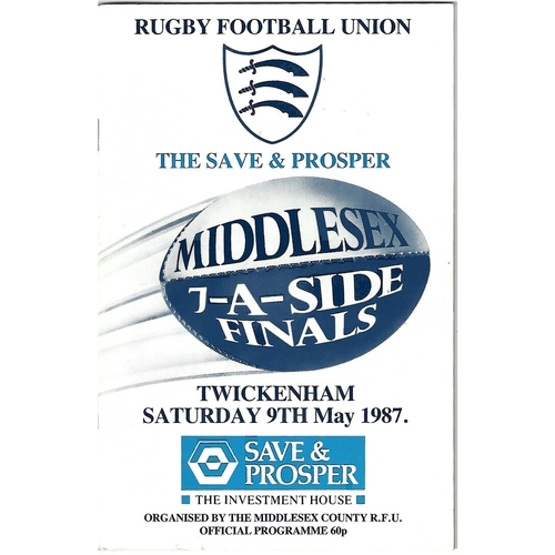 1987 Middlesex Sevens Rugby Union Programme & Match Ticket