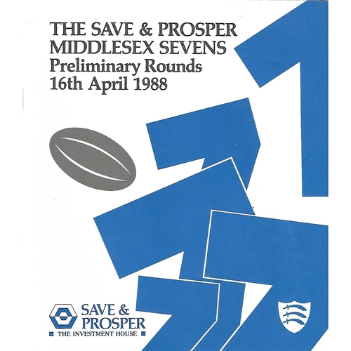 1988 Middlesex Sevens Preliminary Rounds Rugby Union Programme