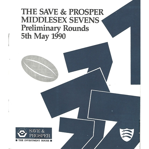 1990 Middlesex Sevens Preliminary Rounds Rugby Union Programme