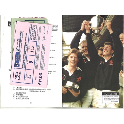 1992 Middlesex Sevens Rugby Union Programme & Match Ticket