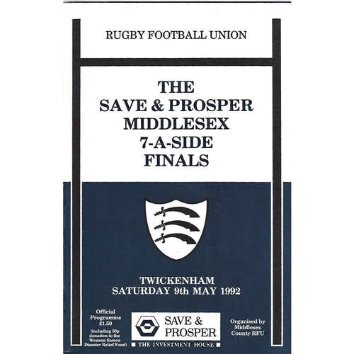 1992 Middlesex Sevens Rugby Union Programme