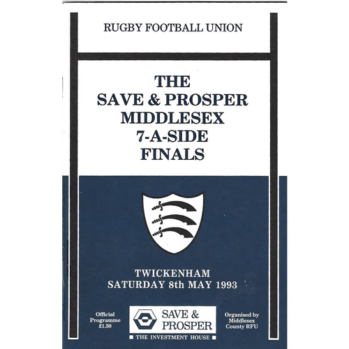 1993 Middlesex Sevens Rugby Union Programme & Match Ticket