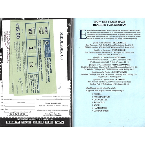 1993 Middlesex Sevens Rugby Union Programme & Match Ticket