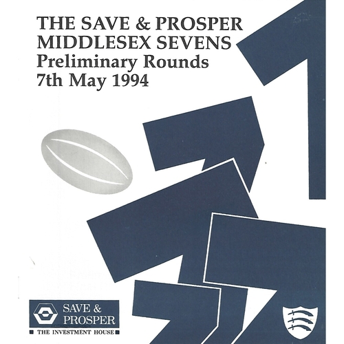 1994 Middlesex Sevens Preliminary Rounds Rugby Union Programme