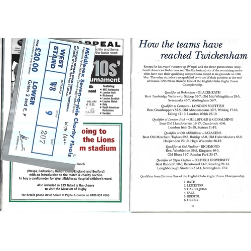 1997 Middlesex Sevens Rugby Union Programme & Match Ticket