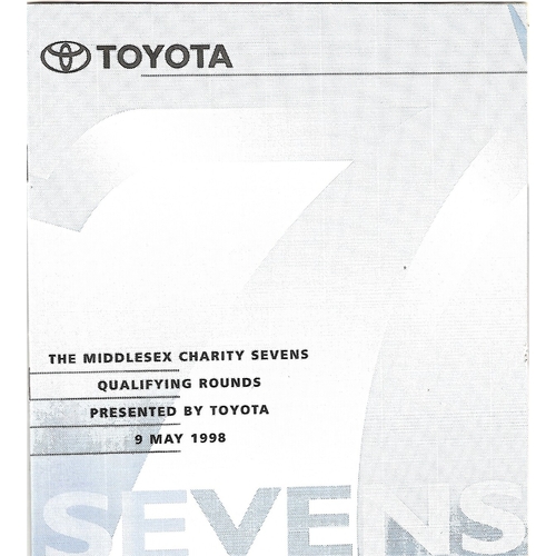 1998 Middlesex Sevens Preliminary Rounds Rugby Union Programme