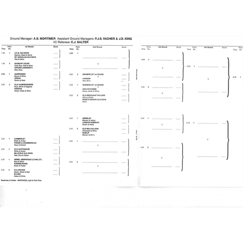 1998 Middlesex Sevens Preliminary Rounds Rugby Union Programme
