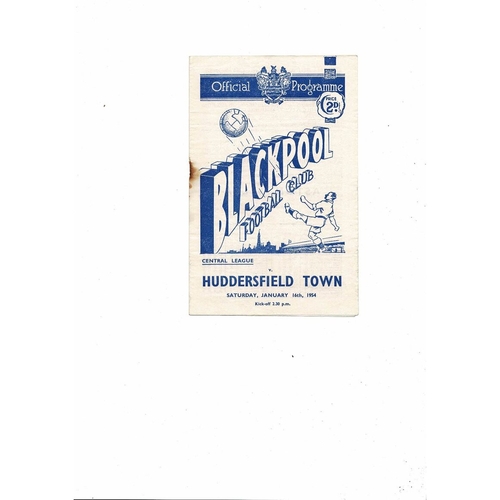 Blackpool v Huddersfield Central League Football Programme 1953/54