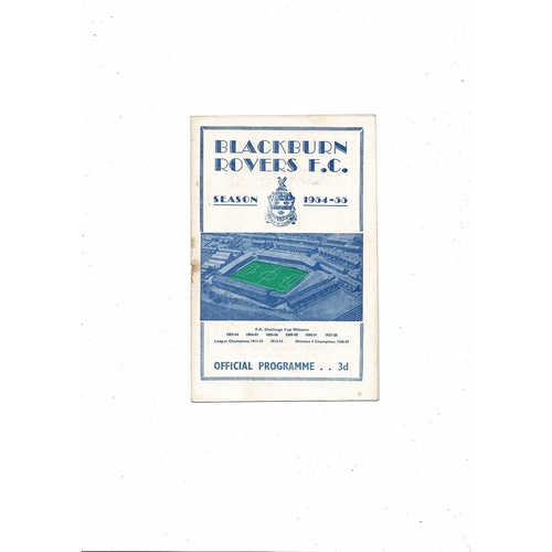 1954/55 Blackburn Rovers v Luton Town Football Programme