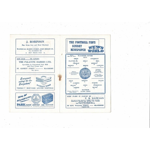 1954/55 Blackburn Rovers v Luton Town Football Programme