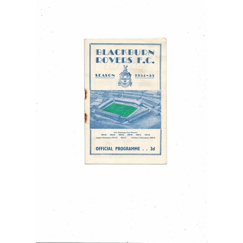 1954/55 Blackburn Rovers v Stoke City Football Programme