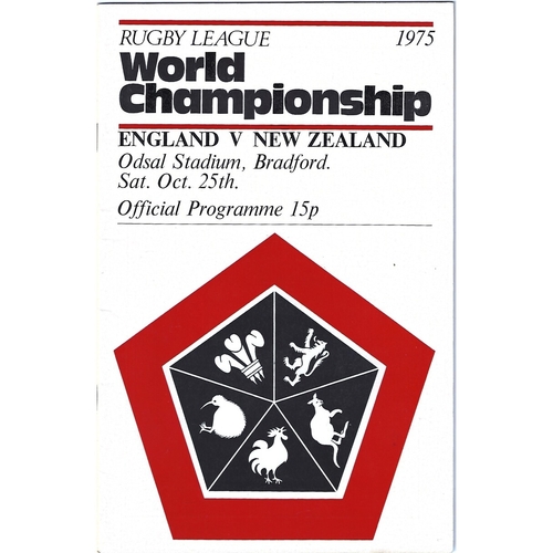 1975 England v New Zealand Rugby League World Cup Programme