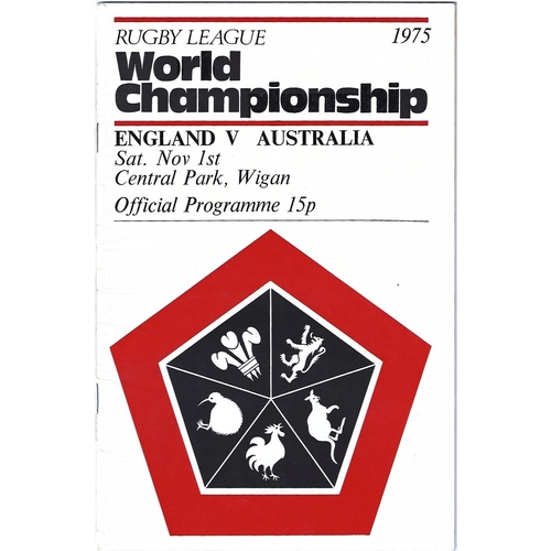 1975 England v Australia Rugby League World Cup Programme
