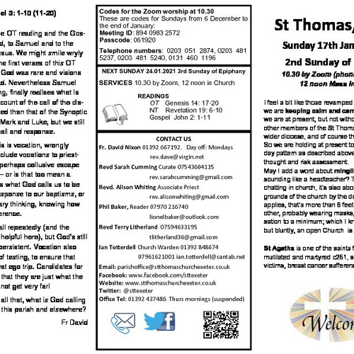 Pew Sheet | The Parish of St Thomas, Exeter