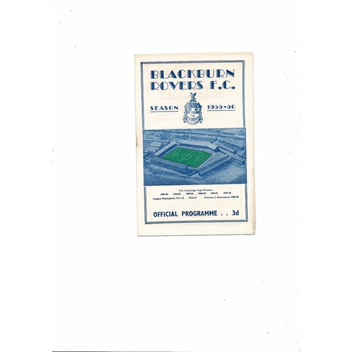 1955/56 Blackburn Rovers v Barnsley Football Programme