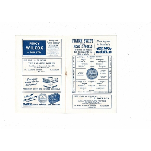 1955/56 Blackburn Rovers v Doncaster Rovers Football Programme