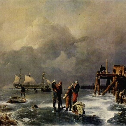 Bank of the Frozen Over Sea, Winter Landscape