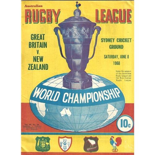 1968 Great Britan v New Zealand World Cup Rugby League Programme