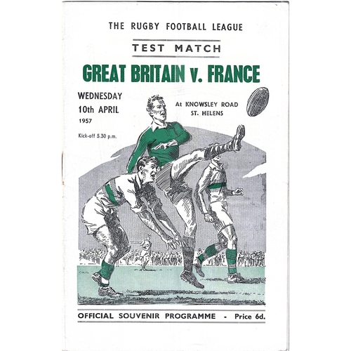 1957 Great Britain v France Rugby League Programme