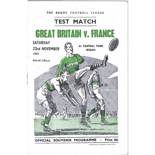 1957 Great Britain v France Rugby League Programme