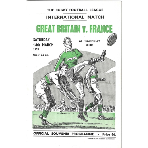 1959 Great Britain v France Rugby League Programme