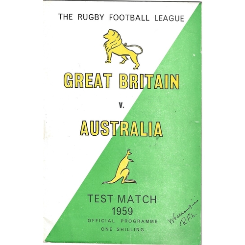 1959 Great Britain v Australia First Test Match Rugby League Programme