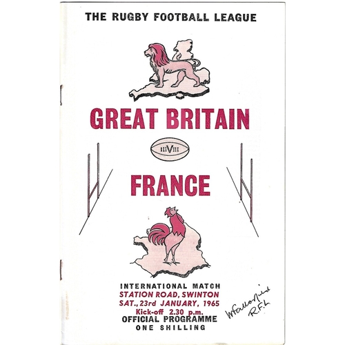 1965 Great Britain v France Rugby League Programme
