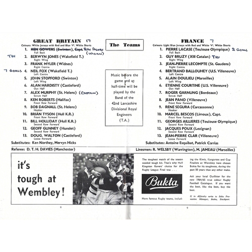 1965 Great Britain v France Rugby League Programme