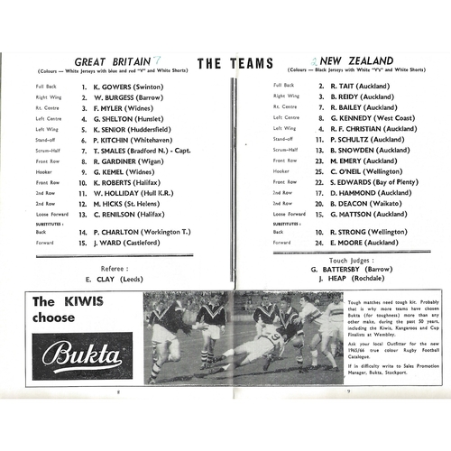 1965 Great Britain v New Zealand First Test Match Rugby League Programme