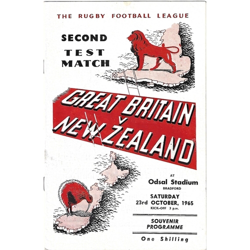 1965 Great Britain v New Zealand Second Test Match Rugby League Programme