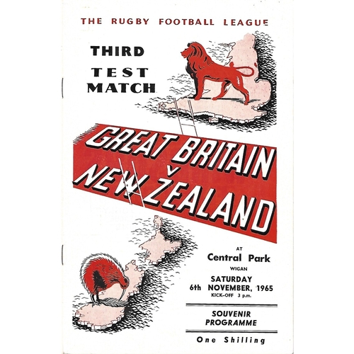 1965 Great Britain v New Zealand Third Test Match Rugby League Programme