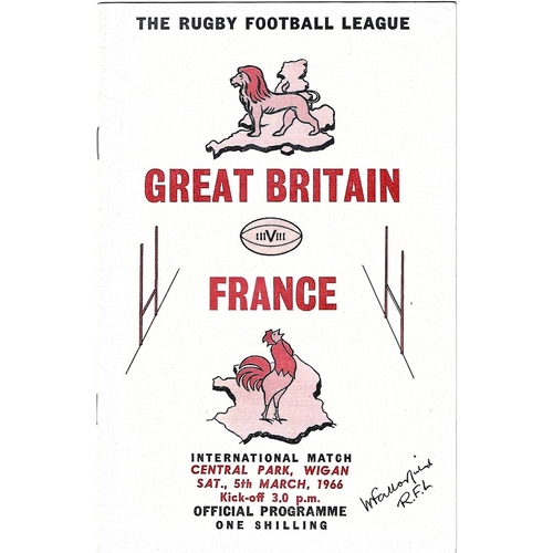 1966 Great Britain v France Rugby League Programme