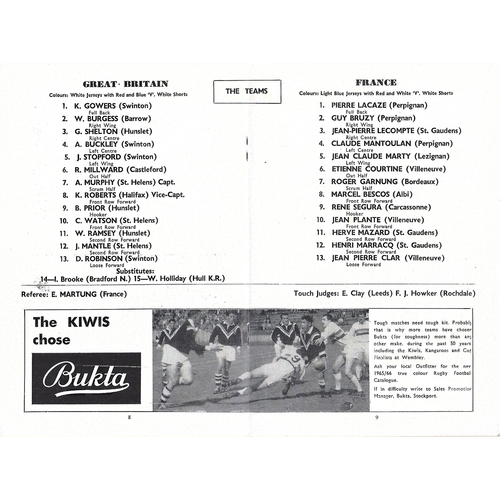 1966 Great Britain v France Rugby League Programme