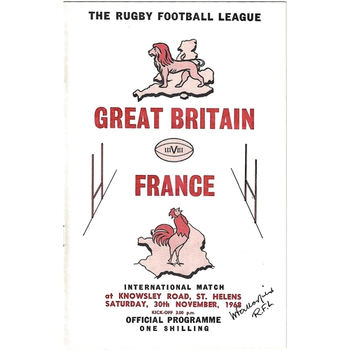 1968 Great Britain v France Rugby League Programme