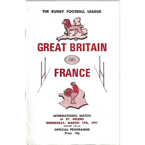 1971 Great Britain v France Rugby League Programme