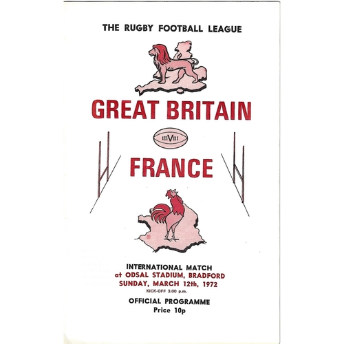 1972 Great Britain v France Rugby League Programme & Team Sheet Match Ticket