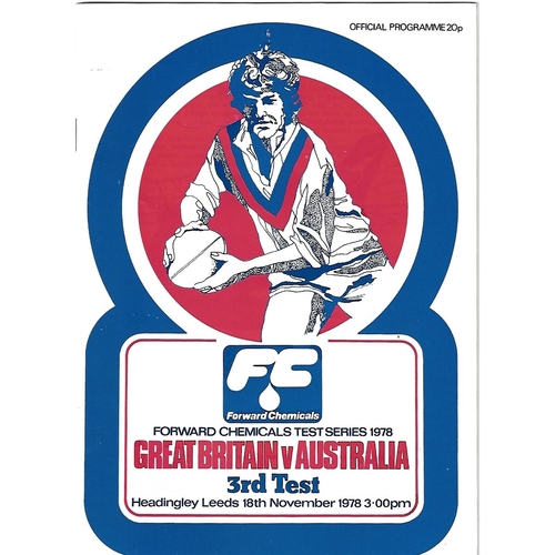 1978 Great Britain v Australia Third Test Match Rugby League Programme