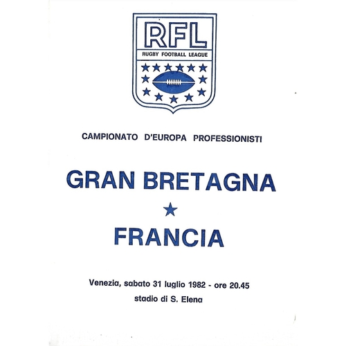 1982 Great Britain v France Rugby League Programme