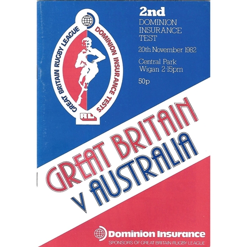 1982 Great Britain v Australia Second Test Match Rugby League Programme