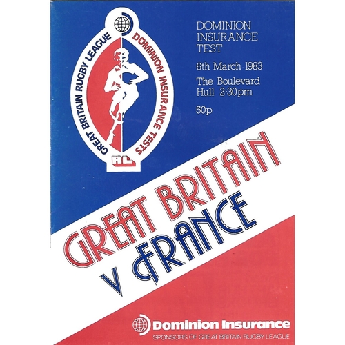 1983 Great Britain v France Rugby League Programme