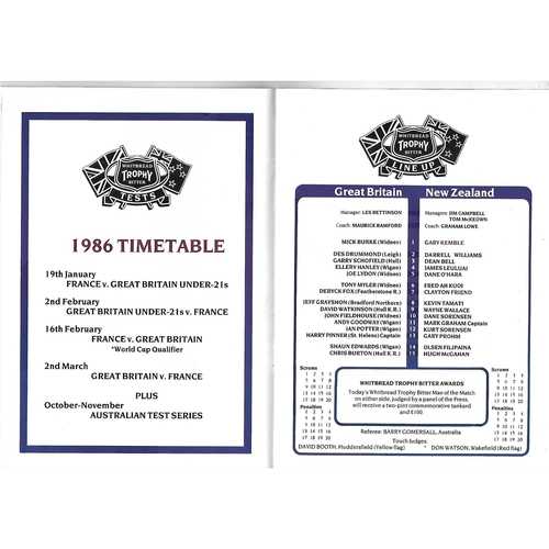 1985 Great Britain v New Zealand Third Test Match/World Cup Qualifier Rugby League Programme