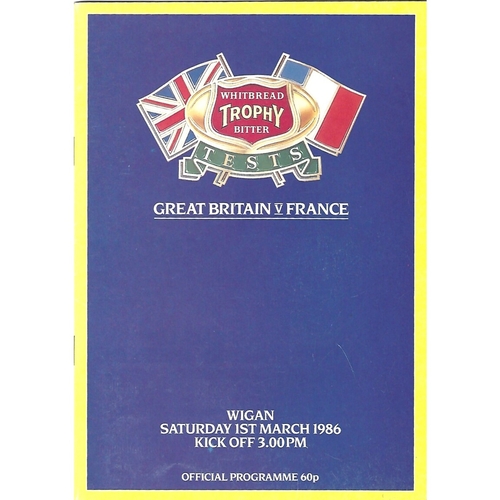 1986 Great Britain v France Rugby League Programme