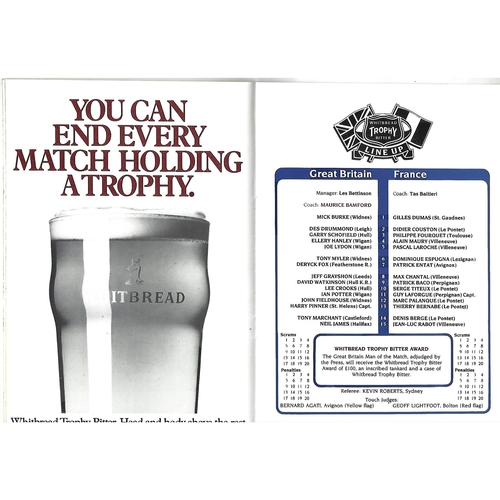 1986 Great Britain v France Rugby League Programme