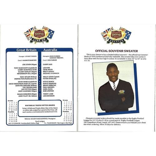 1986 Great Britain v Australia First Test Match Rugby League Programme