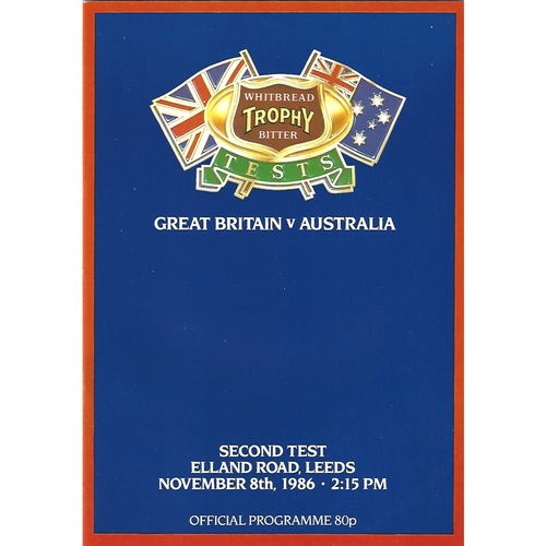 1986 Great Britain v Australia Second Test Match Rugby League Programme