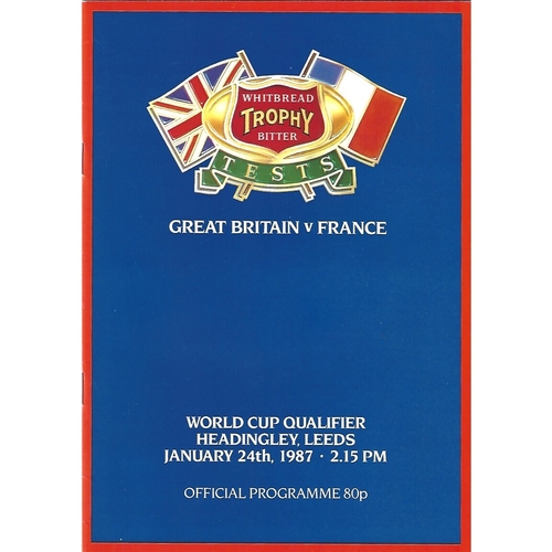 1987 Great Britain v France World Cup Qualifier Rugby League Programme