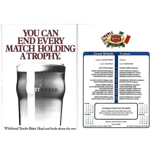 1987 Great Britain v France World Cup Qualifier Rugby League Programme