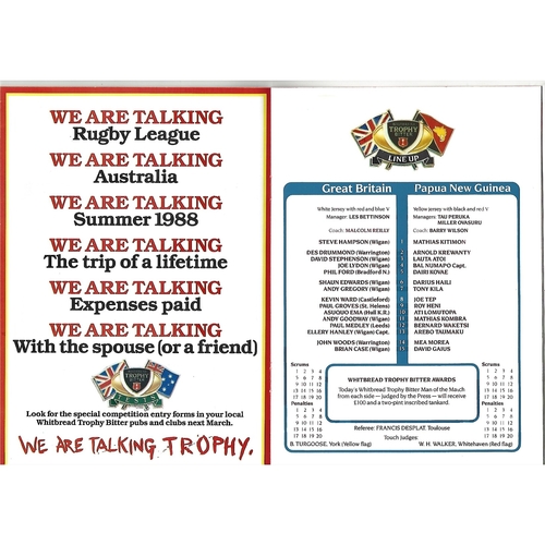 1987 Great Britain v Papua New Guinea World Cup Qualifier Rugby League Programme