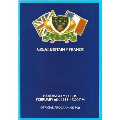 1988 Great Britain v France Rugby League Programme