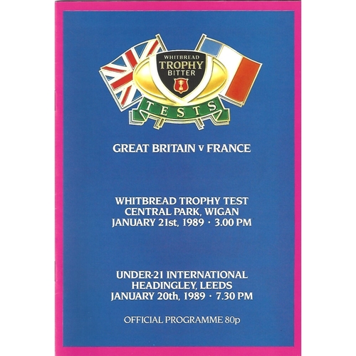 1989 Great Britain v France Test Match Rugby League Programme